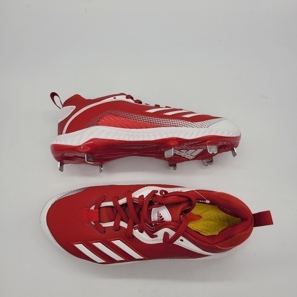 adidas Icon 6 Bounce Team Power Baseball Metal Cleats Men 7.5 Shoes Red NEW